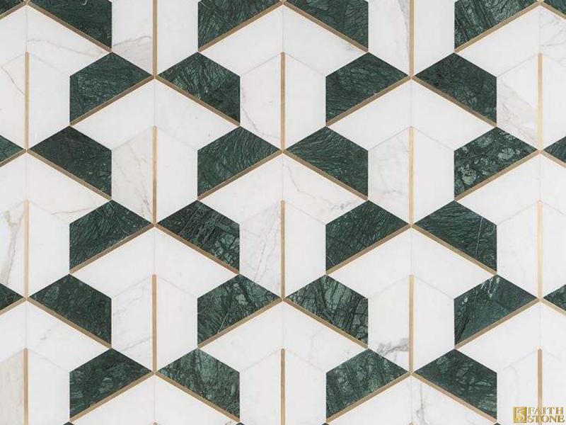 Mosaico in ottone geometrico misto marmo