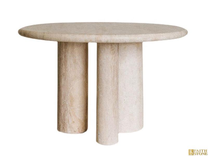 Tavolo circolare in marmo travertino