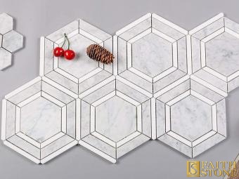 Hexagon Marble mosaic tiles